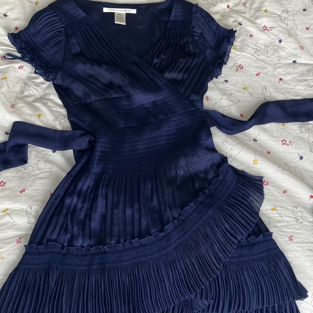 Diane Von Furstenberg Deep Blue Asymmetrical Dress